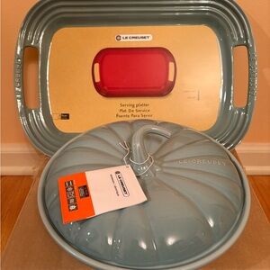 NET Le Creuset Stoneware Serving Tray with handles Sea Salt
